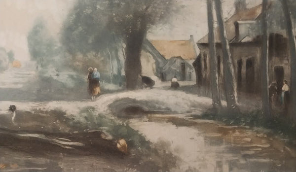 Jean Baptiste Camille Corot Rare Antique 19th Century Signed Numbered 4 / 200 Lithograph Print The Sin-le-Noble Road Near Douai 1873