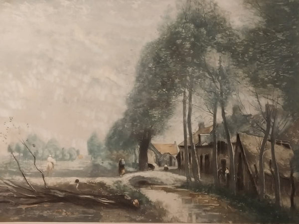 Jean Baptiste Camille Corot Rare Antique 19th Century Signed Numbered 4 / 200 Lithograph Print The Sin-le-Noble Road Near Douai 1873