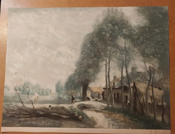 Jean Baptiste Camille Corot Rare Antique 19th Century Signed Numbered 4 / 200 Lithograph Print The Sin-le-Noble Road Near Douai 1873