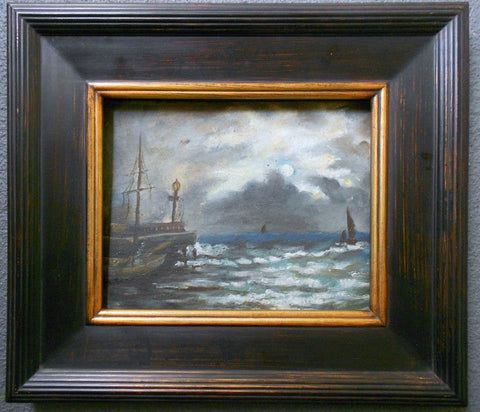 George Bellows Original Antique New York City Ashcan School of American Realism Modern Art Nocturnal Seascape Oil Painting