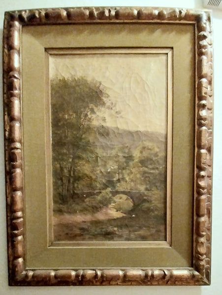 Jean-Baptiste-Camille Corot Original Cataloged Antique 19thC French Neo-Classical Italian Plein Air Landscape w River & Bridge Oil Painting