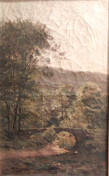 Jean-Baptiste-Camille Corot Original Cataloged Antique 19thC French Neo-Classical Italian Plein Air Landscape w River & Bridge Oil Painting