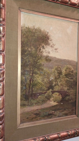 Jean-Baptiste-Camille Corot Original Cataloged Antique 19thC French Neo-Classical Italian Plein Air Landscape w River & Bridge Oil Painting