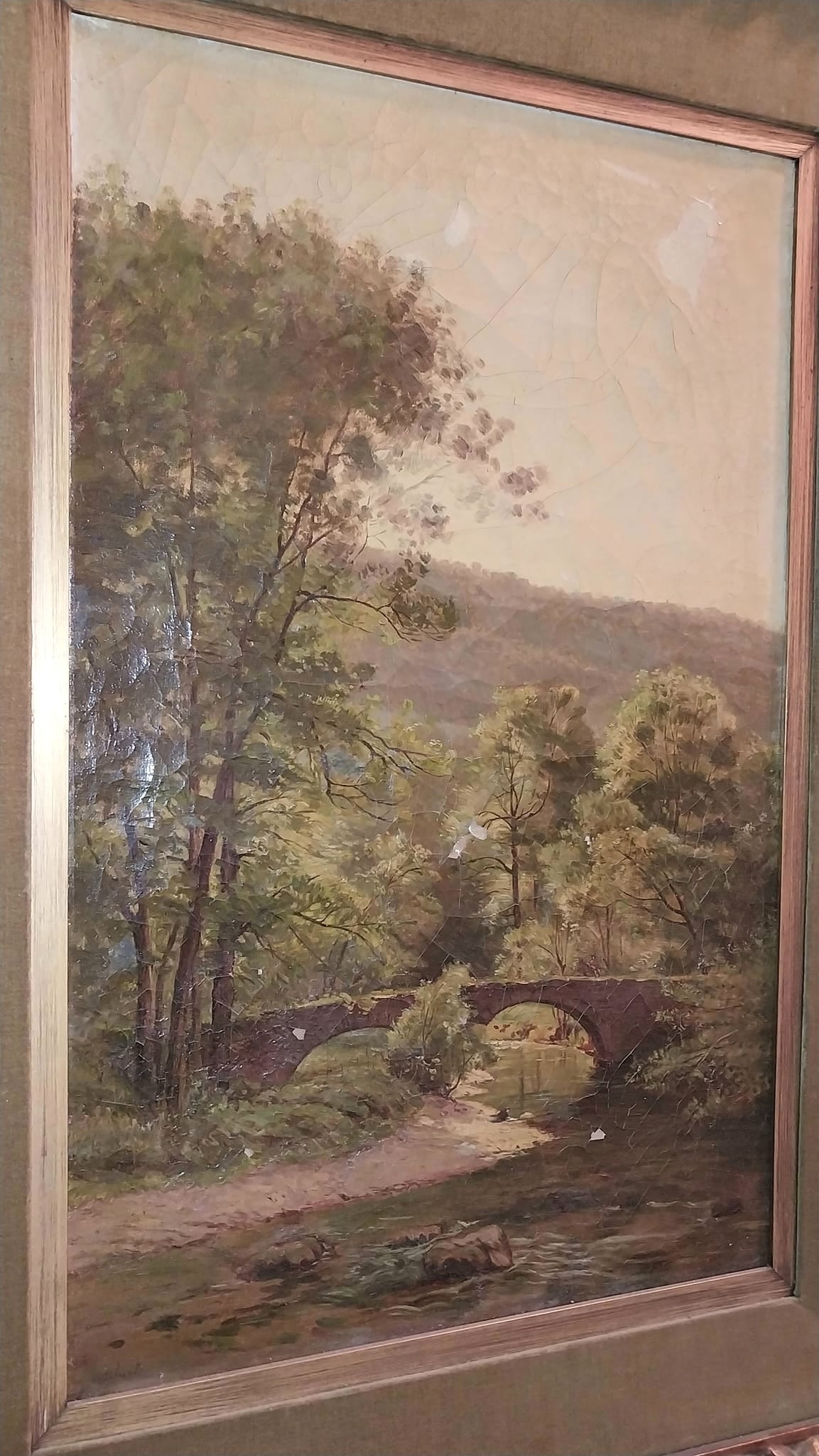 Jean-Baptiste-Camille Corot Original Cataloged Antique 19thC French Neo-Classical Italian Plein Air Landscape w River & Bridge Oil Painting