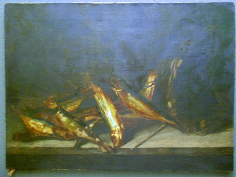 Original Jacques- Louis David Antique Early 19th Century French Neoclassical Fine Art Oil Painting Still Life with Smoked Herring Fish on a Table Belgium