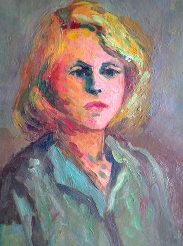 Jane Peterson Original Vintage Contemporary Modern Post War Art American Cape Ann School Post Impressionist Artist's Self Portrait Fauve Expressionist Oil Painting