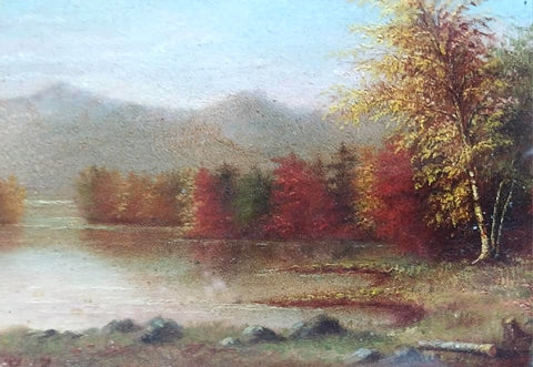 John Elwood Bundy Original 19thC Antique Indiana Autumn Landscape River American Impressionist Richmond Group Oil Painting