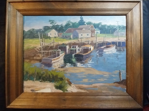 Maria Veronica Liszt Kinder Original Vintage Gloucester MA Boats Harbor American Cape Ann Oil Painting