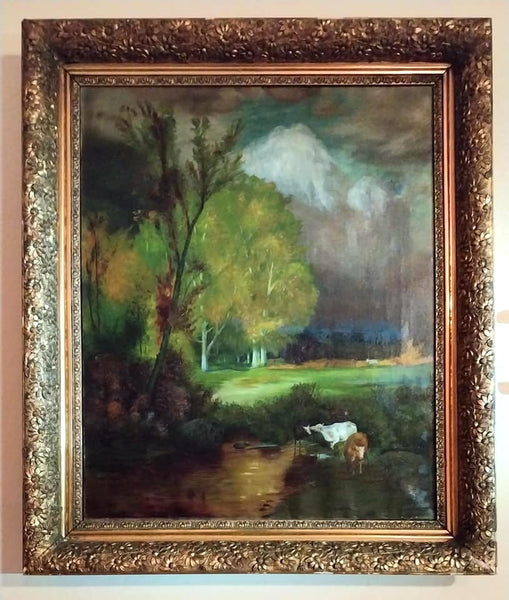 Newell Convers Wyeth Original 19thC Antique American Brandywine School Stormy Pastoral Pennsylvania Landscape Oil Painting