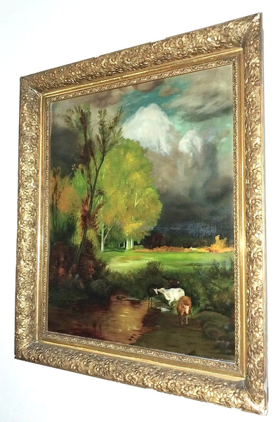 Newell Convers Wyeth Original 19thC Antique American Brandywine School Stormy Pastoral Pennsylvania Landscape Oil Painting