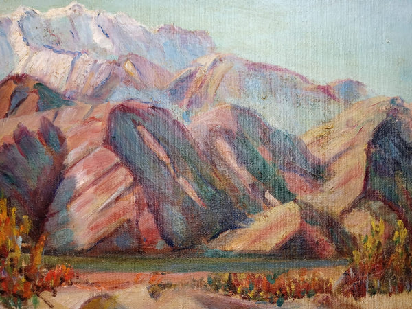 Paul Lauritz Original Vintage Antique California Plein Air Impressionism Landscape Wildflowers in Cathedral Canyon Nevada Desert American Fine Art Painting