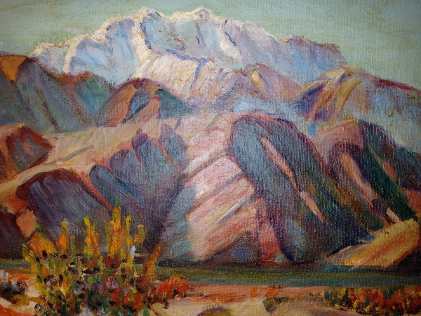 Paul Lauritz Original Vintage Antique California Plein Air Impressionism Landscape Wildflowers in Cathedral Canyon Nevada Desert American Fine Art Painting