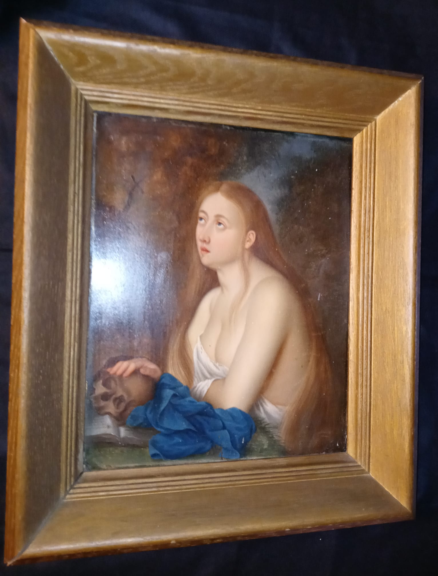 Titian Tiziano Vecellio Pieve di Cadore Antique 16th Century Venetian School High Renaissance Italian Master Oil Painting on Copper Penitent Magdalene