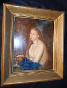 Titian Tiziano Vecellio Pieve di Cadore Antique 16th Century Venetian School High Renaissance Italian Master Oil Painting on Copper Penitent Magdalene