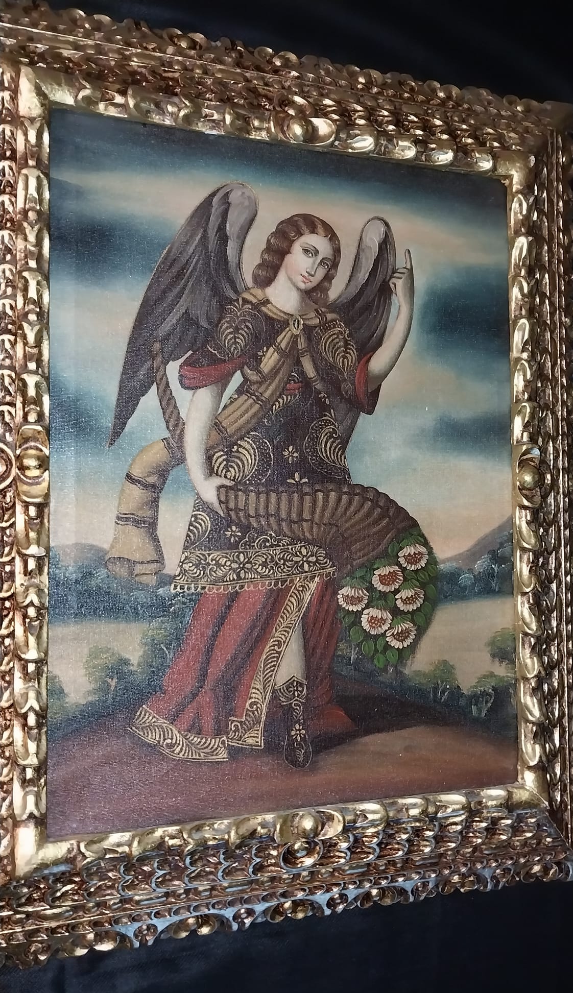 Peruvian painting oil on canvas fashion from Cusco Angel Miguel 25x17