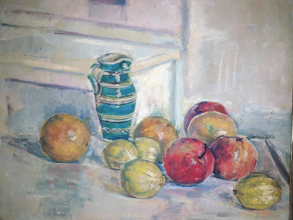 Philip Howard Francis Dixon Evergood Original Vintage American New York Social Realism Philip Evergood Still Life Fruit WPA Oil Painting