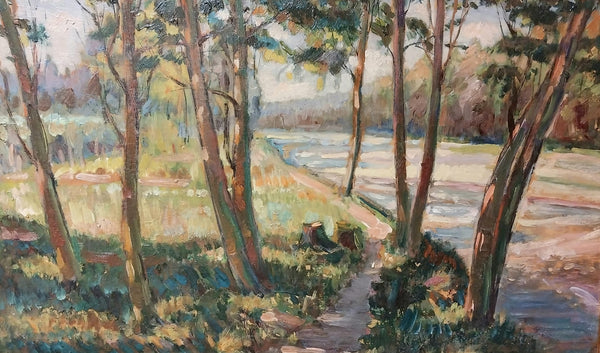 Richard E Miller Original Antique Giverny Colony American California Plein Air Impressionism Landscape Oil Painting