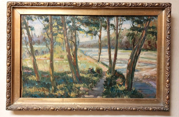 Richard E Miller Original Antique Giverny Colony American California Plein Air Impressionism Landscape Oil Painting