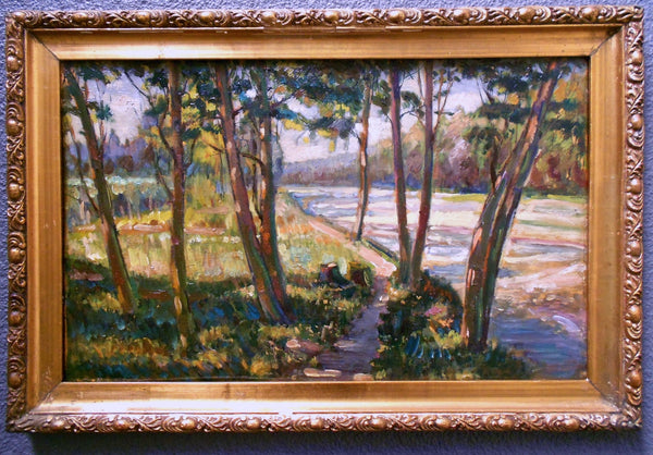 Richard E Miller Original Antique Giverny Colony American California Plein Air Impressionism Landscape Oil Painting