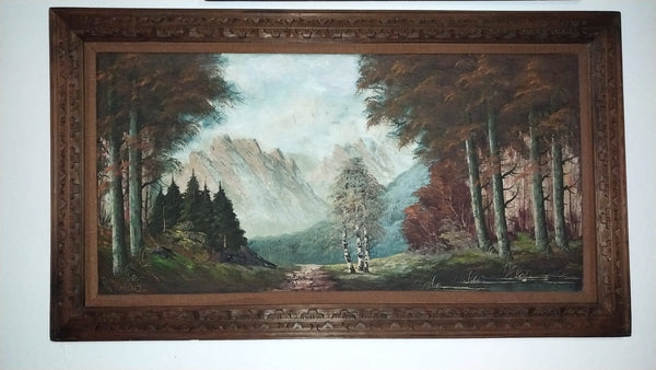 Rinaldo Cuneo Original Vintage Antique California Impressionist Tonalism Panoramic American Oil Painting Sierra Nevada Mountain Landscape