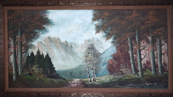Rinaldo Cuneo Original Vintage Antique California Impressionist Tonalism Panoramic American Oil Painting Sierra Nevada Mountain Landscape