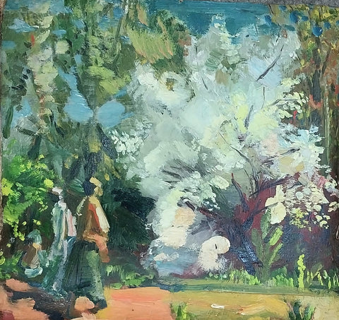 Selden Gile Original Vintage California Society of Six Fauve Colorists Figures Garden Landscape Oil Painting