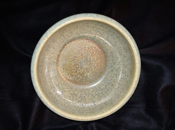 Toshiko Takaezu Original Modern Contemporary Decorative Abstract Art Studio Ceramic Pottery Mottled Green and Chawan Glazed Porcelain Bowl