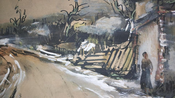 Maurice de Vlaminck Original Vintage French Fauve Gouache Painting Cesta The Road