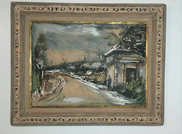 Maurice de Vlaminck Original Vintage French Fauve Gouache Painting Cesta The Road