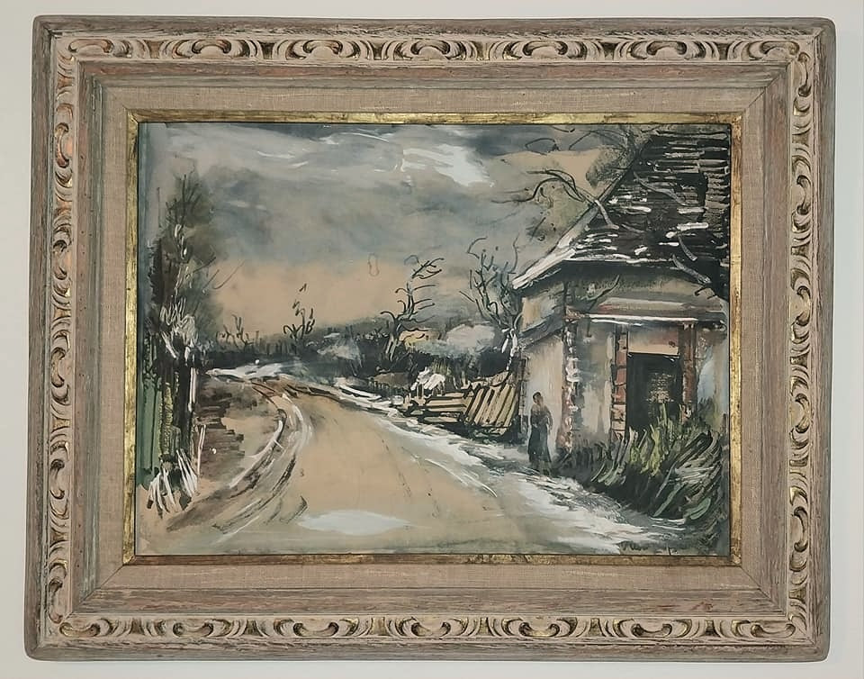 Maurice de Vlaminck Original Vintage French Fauve Gouache Painting Cesta The Road