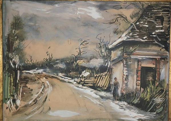 Maurice de Vlaminck Original Vintage French Fauve Gouache Painting Cesta The Road