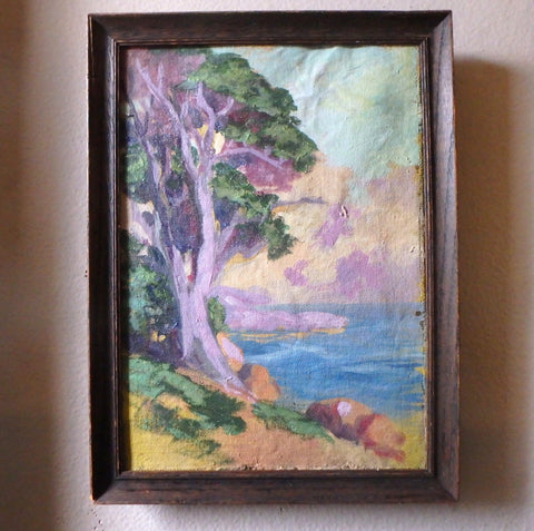 August Francois Gay Original California Society of Six Colorist Vintage American Impressionist Monterey Cypress Coast Landscape Oil Painting