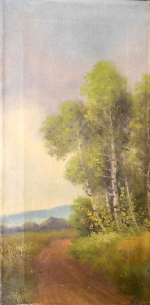 Benjamin Foster Rare Antique American Tonalism Museum Landscape Oil Painting Birch Lined Road