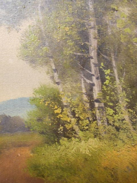 Benjamin Foster Rare Antique American Tonalism Museum Landscape Oil Painting Birch Lined Road