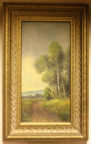 Benjamin Foster Rare Antique American Tonalism Museum Landscape Oil Painting Birch Lined Road