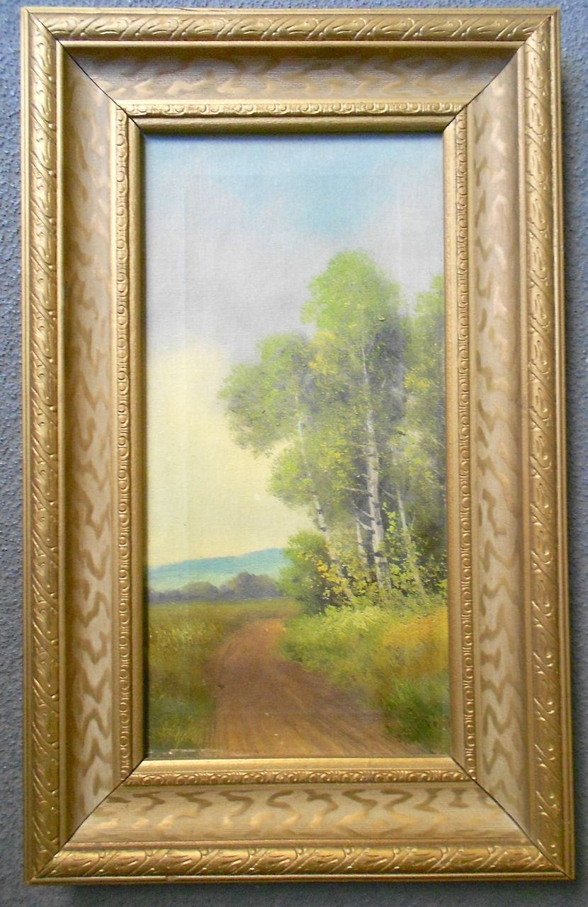 Benjamin Foster Rare Antique American Tonalism Museum Landscape Oil Painting Birch Lined Road