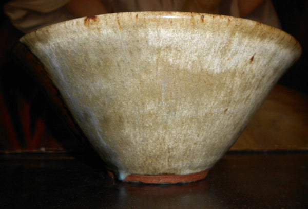 Mid Century Bernard Leach Post War British Art Studio Shino Ash Tenmoku & Oribe Glaze Stoneware Deep Drip Glaze Bowl