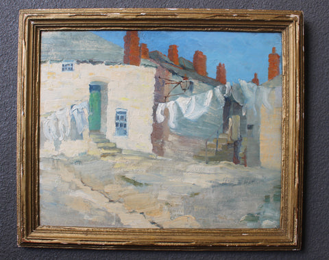 Ernest L Blumenschein Original Vintage Antique American Taos Art Pueblo Acoma Village Cityscape Albuquerque New Mexico Impressionist Oil Painting