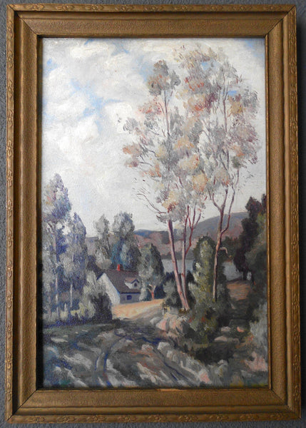 Original Antique Charles Arthur Fries San Diego California Vintage Antique Plein Air Impressionist Landscape Oil Painting