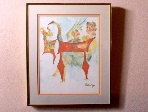 Chaim Gross Original Vintage Ukrainian American WPA Art Students League NY Graphite Drawing Watercolor Abstract Expressionist Art Painting