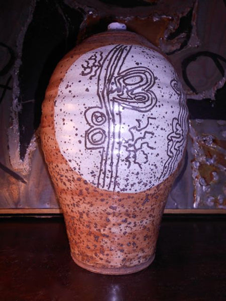 David Shaner Original Expressionist Spodumene Stoneware Sculpture Decorated Hand Thrown Studio Art Pottery Glazed Vase Archie Bray 1975