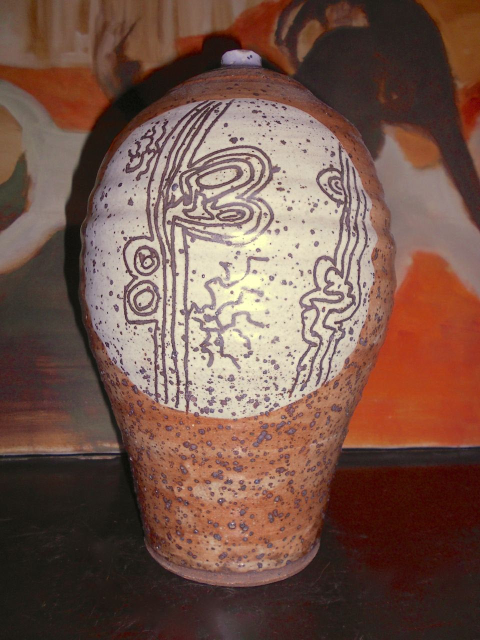 David Shaner Original Expressionist Spodumene Stoneware Sculpture Decorated Hand Thrown Studio Art Pottery Glazed Vase Archie Bray 1975