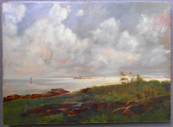 Joseph Rodefer DeCamp Ten American Painter Antique American East Coast Marine Landscape Original Boston Ma School Oil Painting Rocky Shore