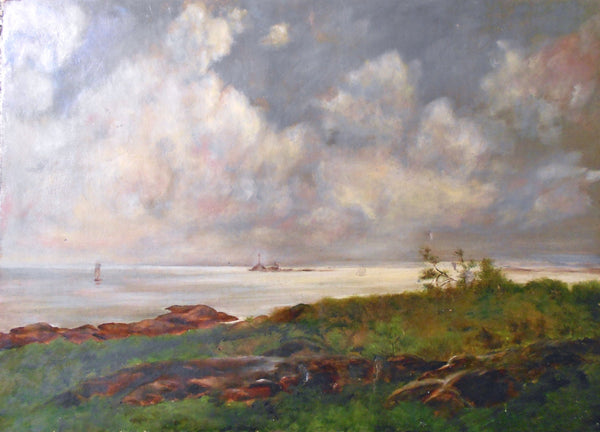 Joseph Rodefer DeCamp Ten American Painter Antique American East Coast Marine Landscape Original Boston Ma School Oil Painting Rocky Shore