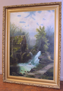 Antique 19th Century Edwin Deakin Original California Impressionism Romantic American Landscape Oil Painting Old Water Mill