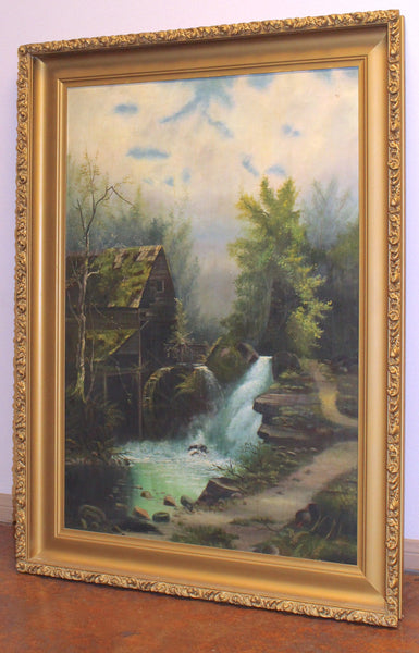 Antique 19th Century Edwin Deakin Original California Impressionism Romantic American Landscape Oil Painting Old Water Mill