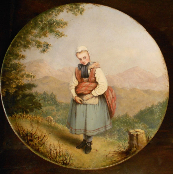 Eastman Jonathan Johnson Original Antique American 19th Century New York Realism Genre Portrait in Landscape Fine Art Oil Painting