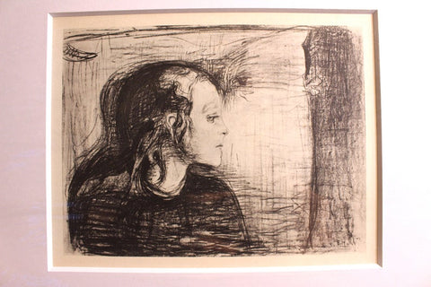 Edvard Munch Vintage Antique Norwegian Symbolist Post Impressionist Expressionist Modern Art Lithograph The Sick Child I