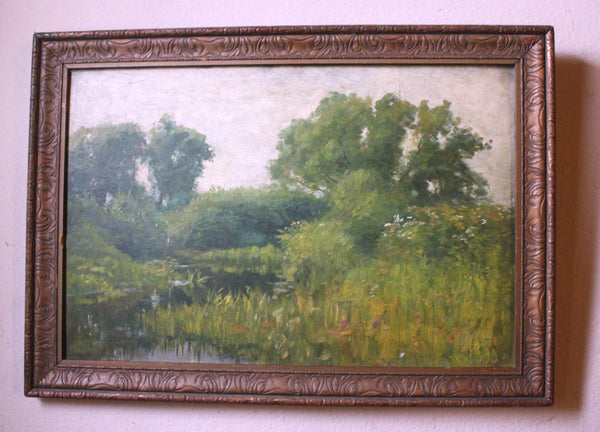 Frank Weston Benson Original Antique The Ten American Painters Tonalism Impressionist Maine Marsh River Scene Landscape Oil Painting