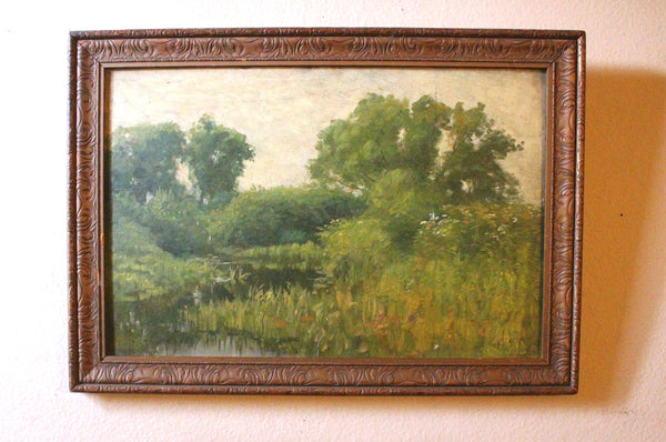 Frank Weston Benson Original Antique The Ten American Painters Tonalism Impressionist Maine Marsh River Scene Landscape Oil Painting